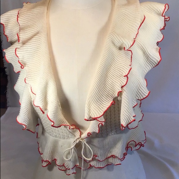 Anthropologie Moth Sweaters - Anthropologie Moth Ecru Frilly Knit